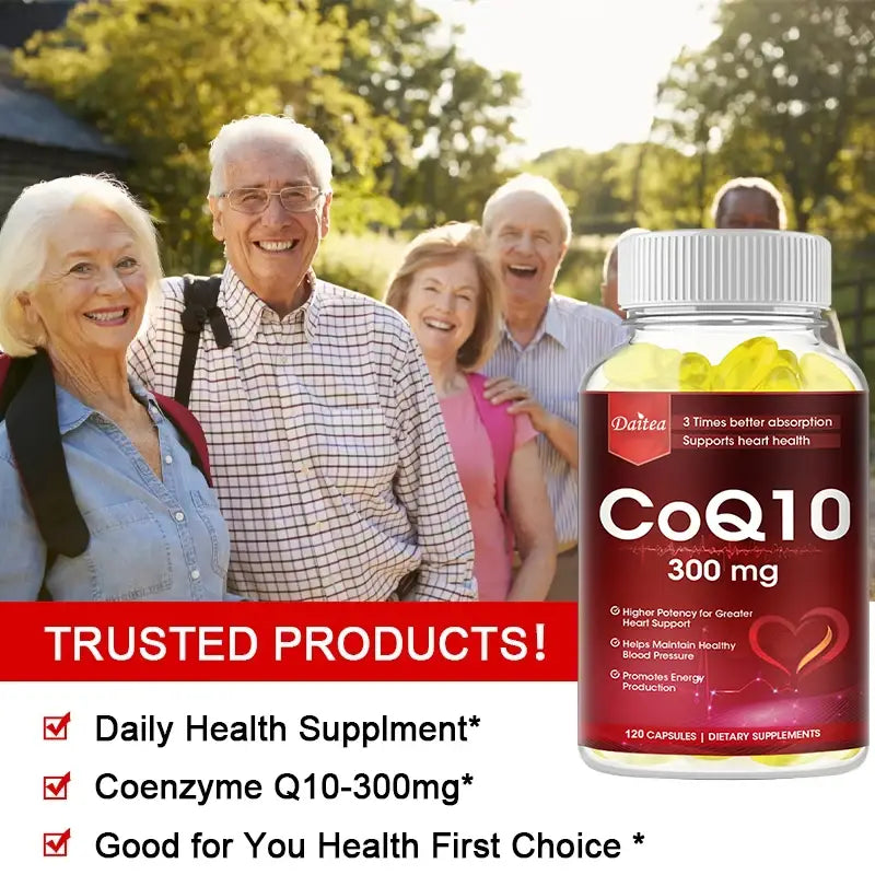Coenzyme q-10 300mg antioxidant supports heart cardiovascular brain health balanced energy