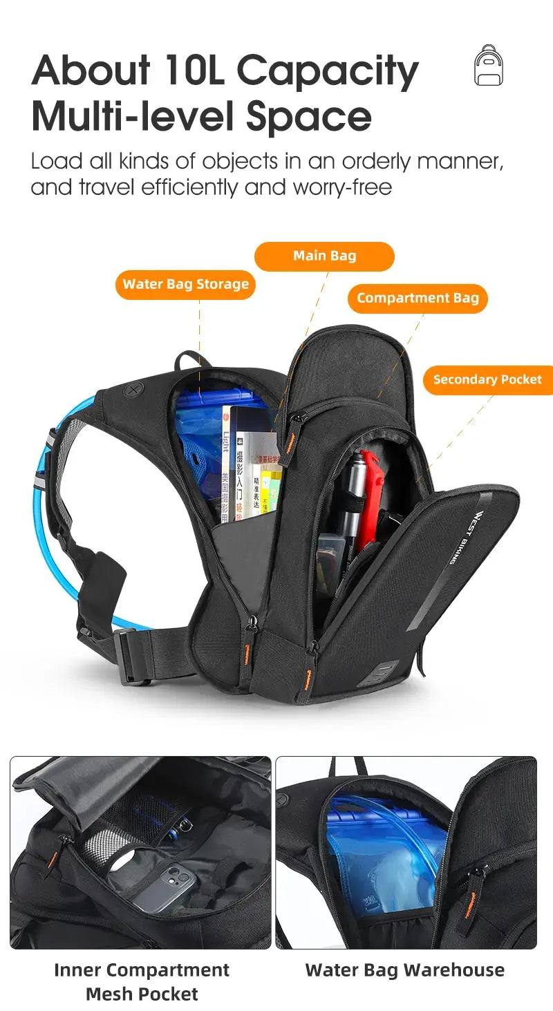 West biking ultralight 10l sports hydration backpack