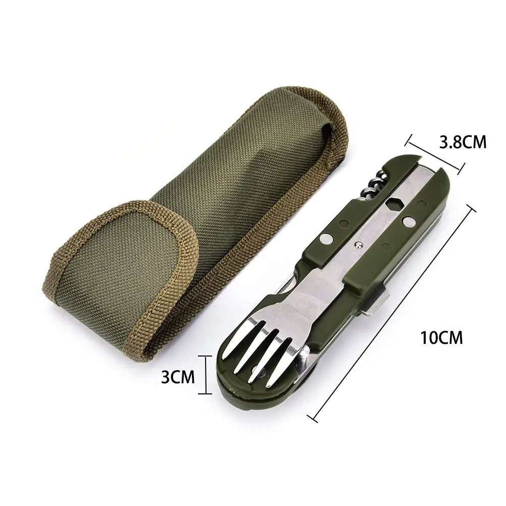 Camping cutlery stainless steel folding knife fork spoon portable outdoor tableware camping