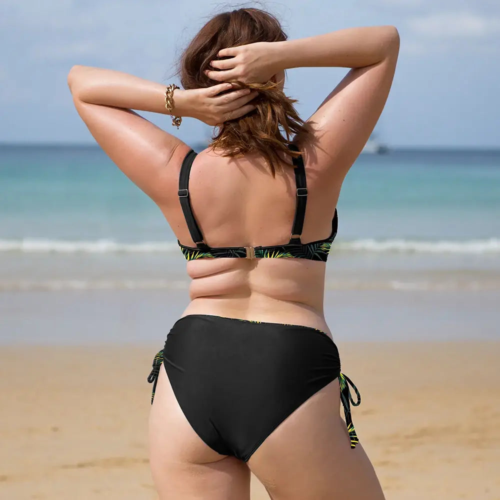 Plus size high waist underwired bikini set - floral swimwear for women