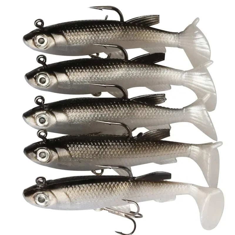5pcs soft lure fishing kit 8cm/2.8in - artificial bait with cool fishing hooks