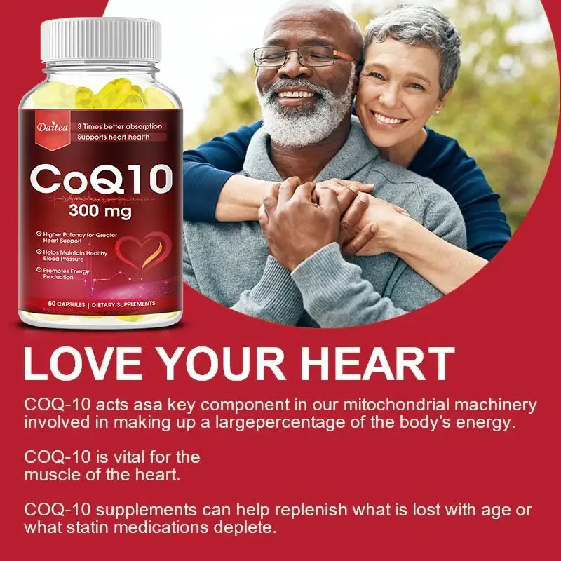 Coenzyme q-10 300mg antioxidant supports heart cardiovascular brain health balanced energy