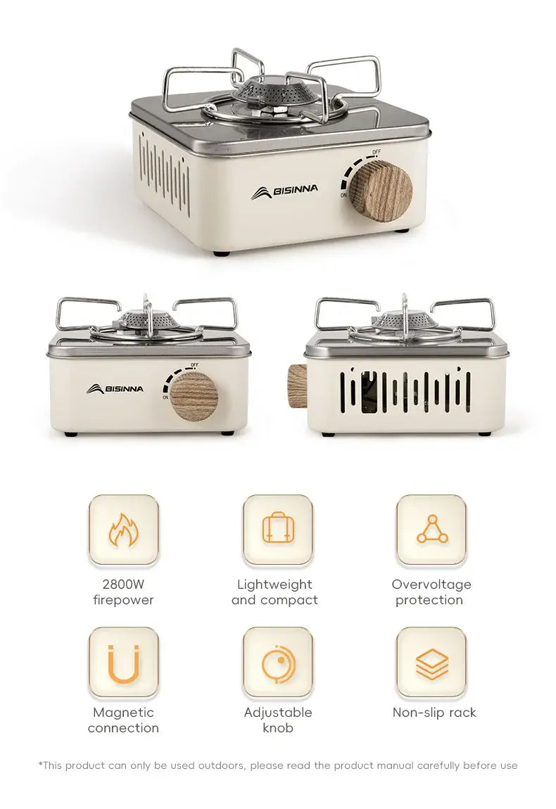 Bisinna camping gas stove 2800w high firepower portable cassette furnace outdoor gas burner picnic
