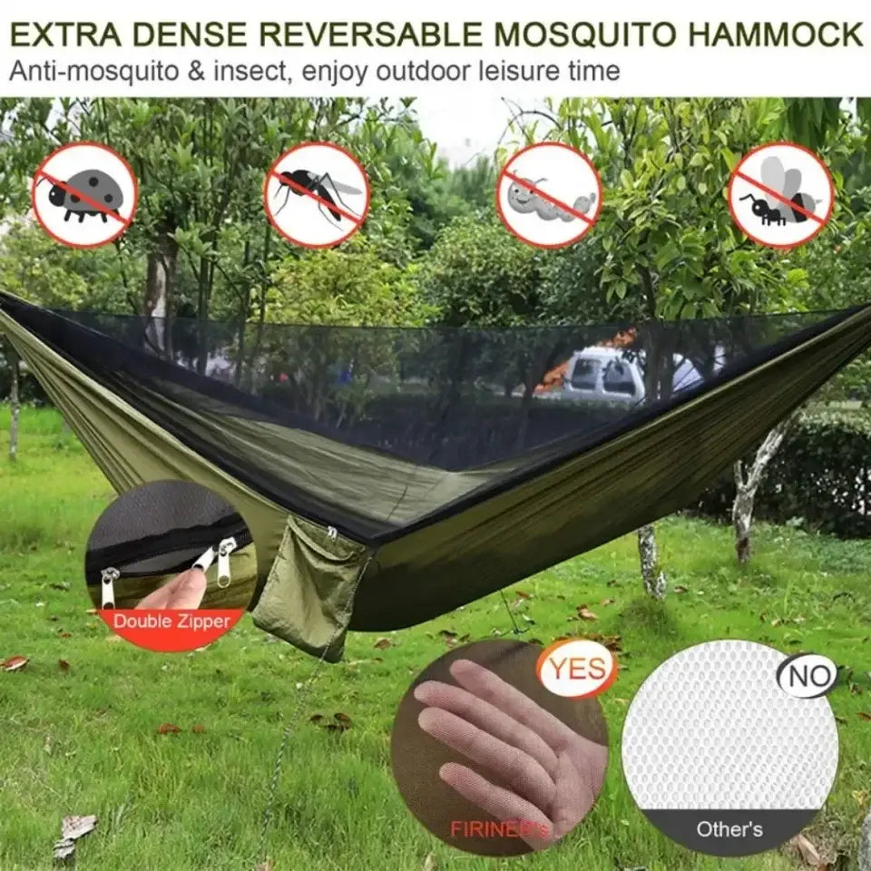 Outdoor Camping Hammock With Mosquito Net Lightweight Hanging Hammocks High Strength Parachute Fabric Hanging Bed Net