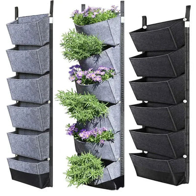 New 6/7 Pocket Vertical Growing Planting Bag Felt Wall Hanging Flower Vegetable Growing Container Outdoor Indoor Garden Planter