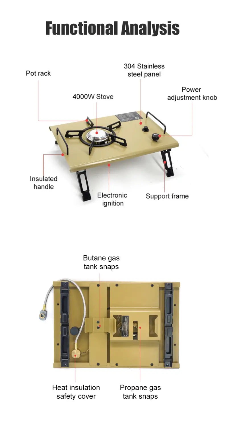 Westtune camping igt stove 4000w high power gas stove folding portable gas burner compatible