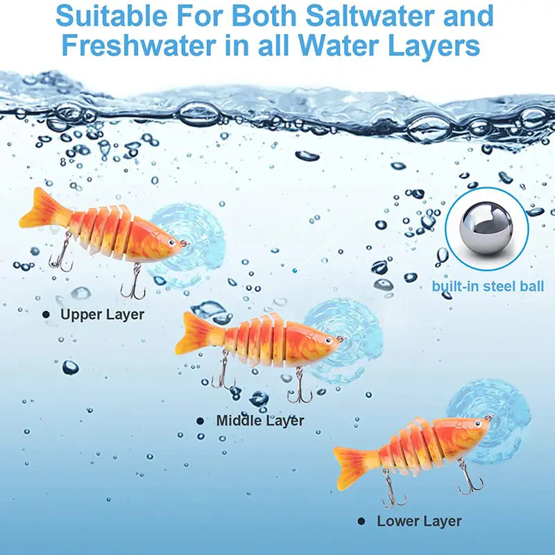 3pcs sinking fishing lures multi jointed swimbait bionic artificial bait freshwater saltwater trout