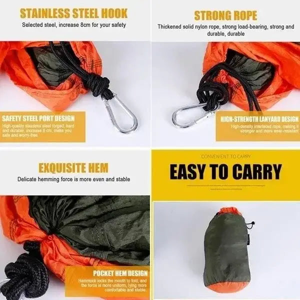 Single Person Portable Outdoor Camping Hammock With Nylon Color Matching Hammock High Strength Parachute Fabric Hanging