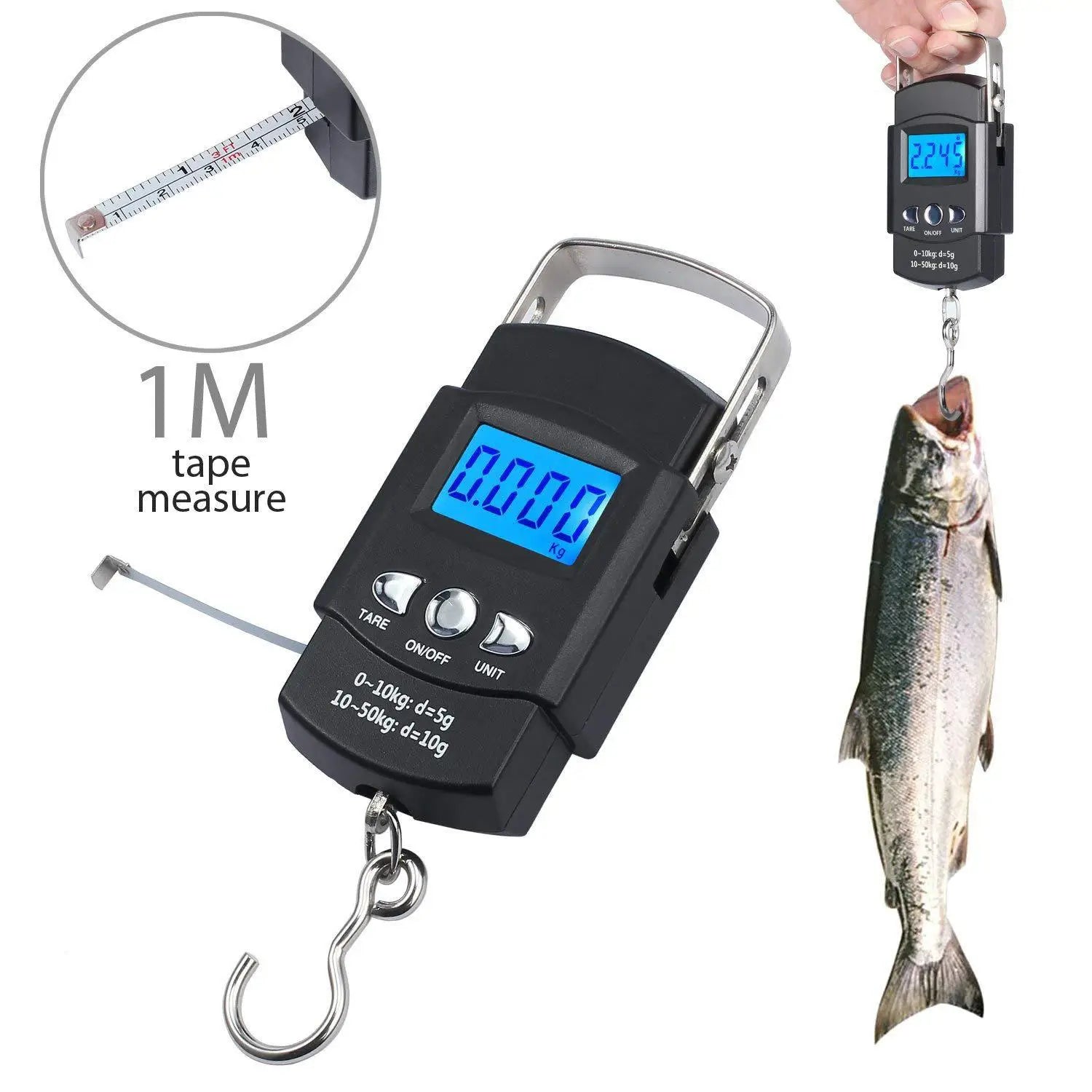 Portable 110lb/50kg hanging scale digital scale backlight electronic fishing travel pocket scale