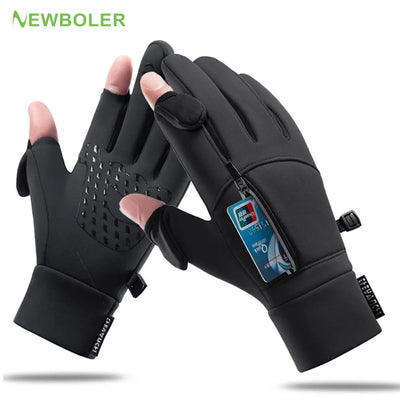 Winter Fishing Gloves - 2 Finger Flip, Waterproof, Windproof - Men & Women, Warm Protection Fish Angling Gloves