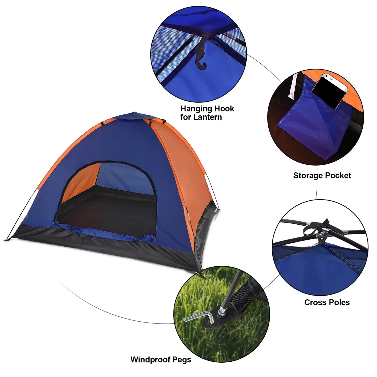 Tomshoo 3-4 persons camping tent lightweight outdoor backpacking tent with rain fly for family