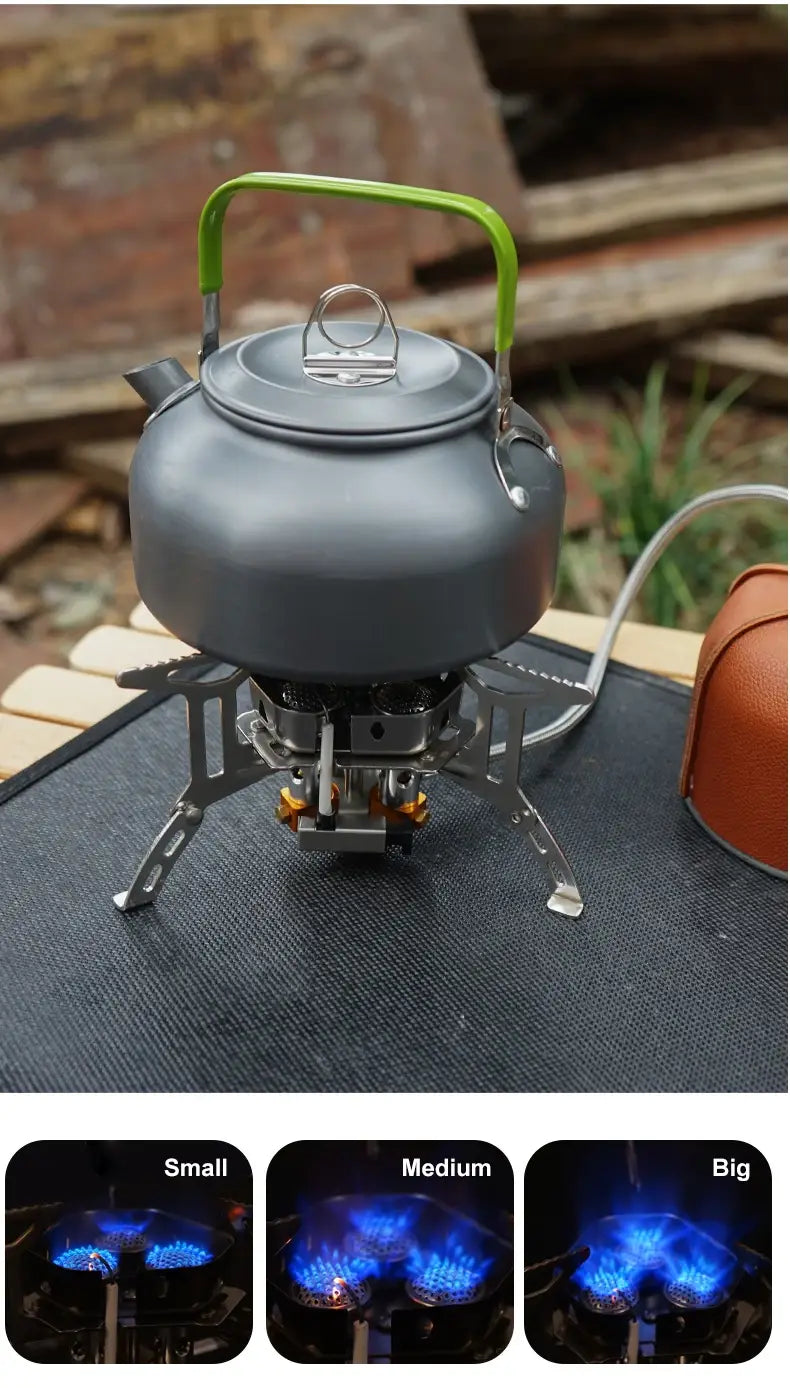 Outdoor portable three head stove - camping windproof burner