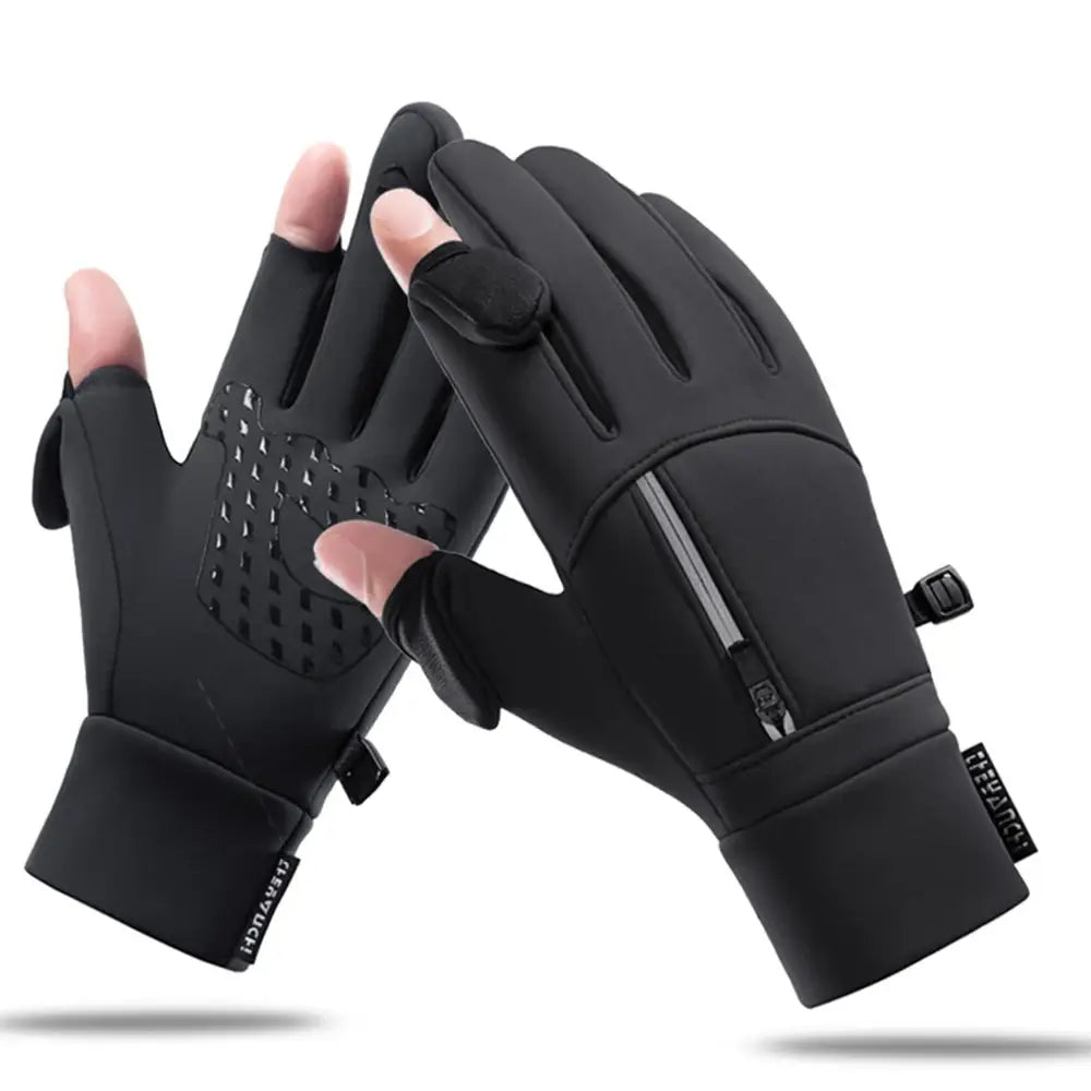 Winter fishing gloves - 2 finger flip waterproof windproof - men & women warm protection fish