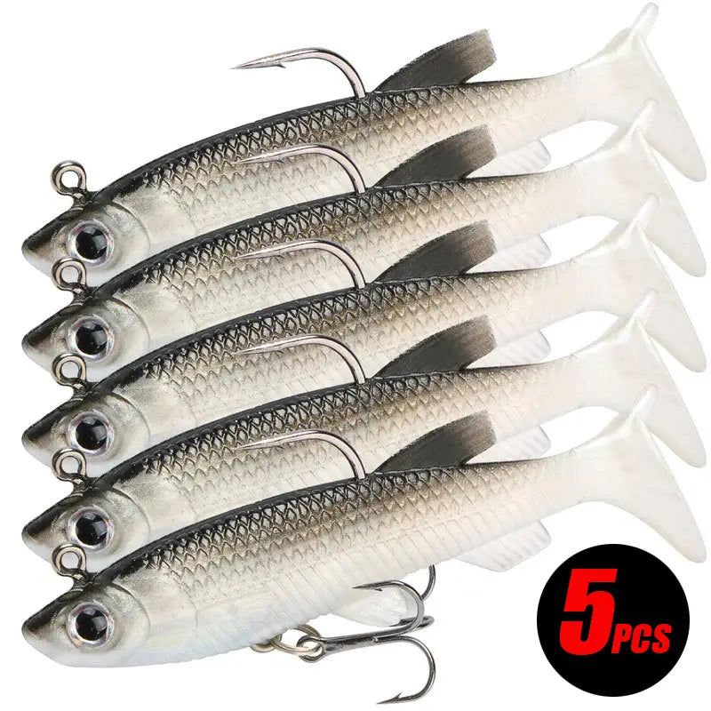 5pcs soft lure fishing kit 8cm/2.8in - artificial bait with cool fishing hooks