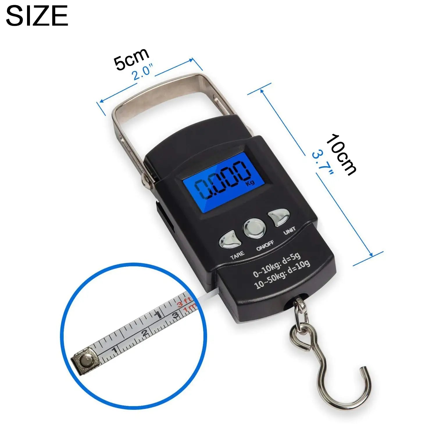 Portable 110lb/50kg hanging scale digital scale backlight electronic fishing travel pocket scale