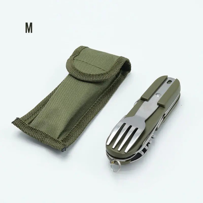 Camping cutlery stainless steel folding knife fork spoon portable outdoor tableware camping
