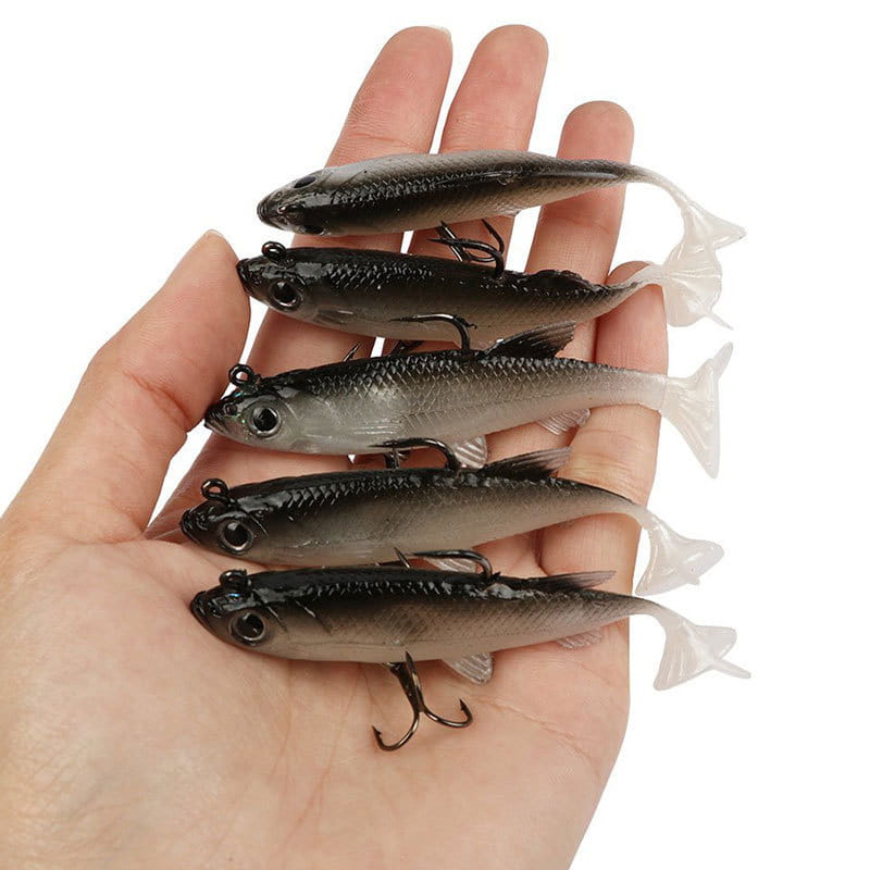 5pcs soft lure fishing kit 8cm/2.8in - artificial bait with cool fishing hooks