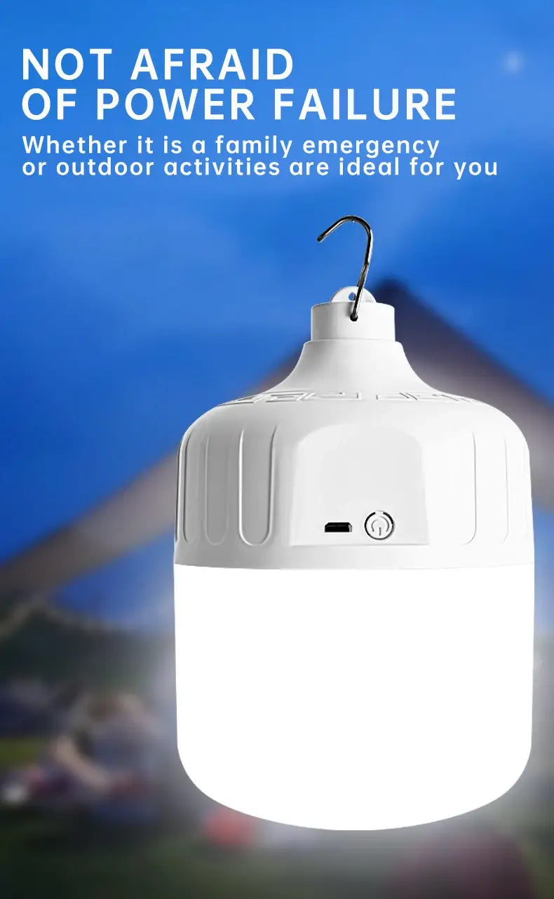 Usb rechargeable portable camping light bulb waterproof tent hanging light outdoor hiking picnic
