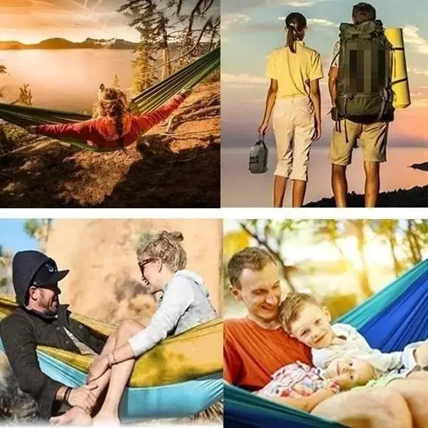 Single Person Portable Outdoor Camping Hammock With Nylon Color Matching Hammock High Strength Parachute Fabric Hanging