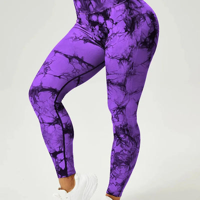 Seamless Tie Dye Scrunch Yoga Leggings For Women High Waist Push Up Gym Tights Tummy Control Workout Sport Fitness Pants Ladies
