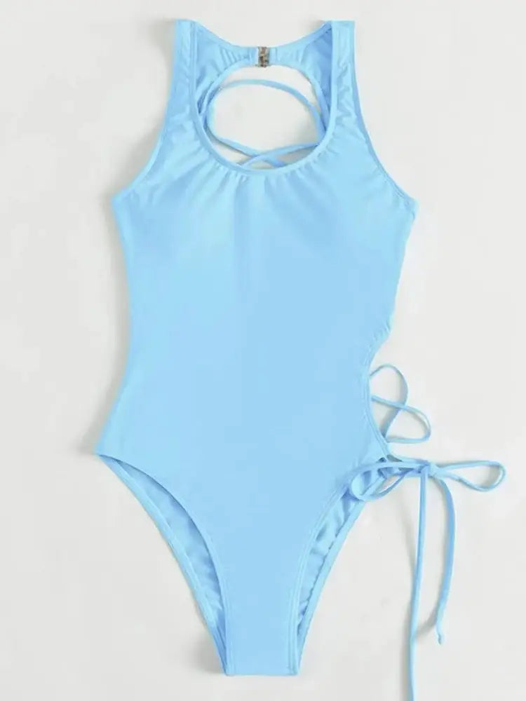Sexy bandage one piece swimsuit women strappy swimwear female push up monokini bathing suit