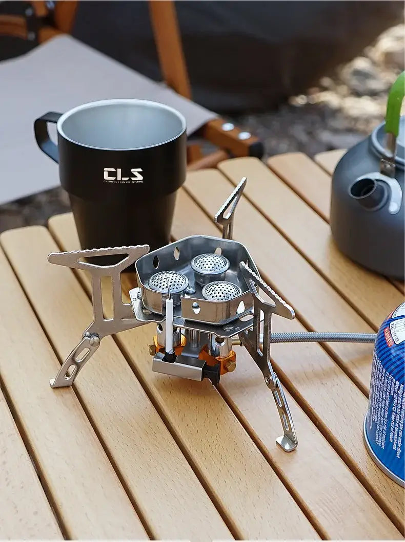 Outdoor portable three head stove - camping windproof burner