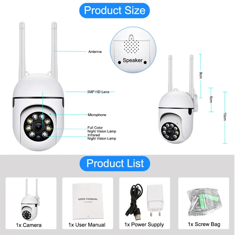 Outdoor 3mp surveillance camera cctv ip wifi camera waterproof external security protection