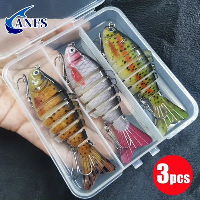 3pcs Sinking Fishing Lures Multi Jointed Swimbait Bionic Artificial Bait Freshwater Saltwater Trout Bass Fishing Accessories