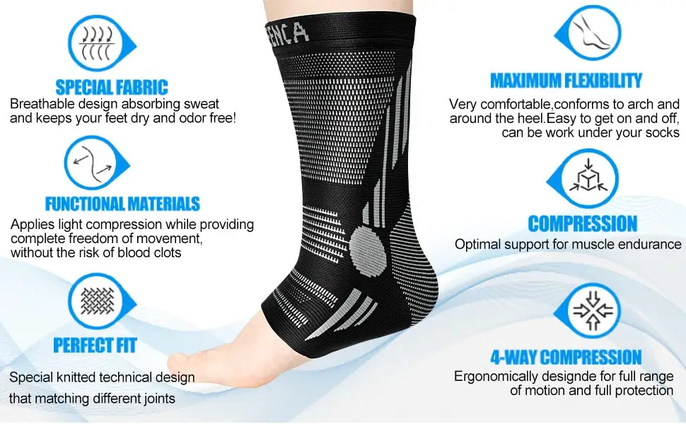 Ankle brace compression sleeve support for achilles tendonitis plantar fasciitis joint pain