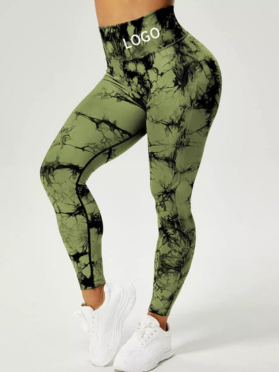 Seamless Tie Dye High Waist Gym Pants for Women - Tummy Control Yoga Leggings