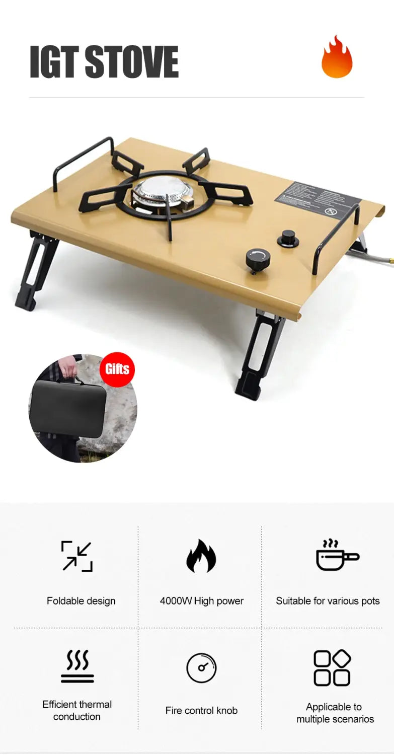 Westtune camping igt stove 4000w high power gas stove folding portable gas burner compatible