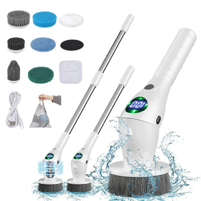 Electric Cleaning Brush 8 in 1 Wireless Rotatable Scrubber for Bathroom, Kitchen, Windows, Toilet - Cleaning Electric Scrubber