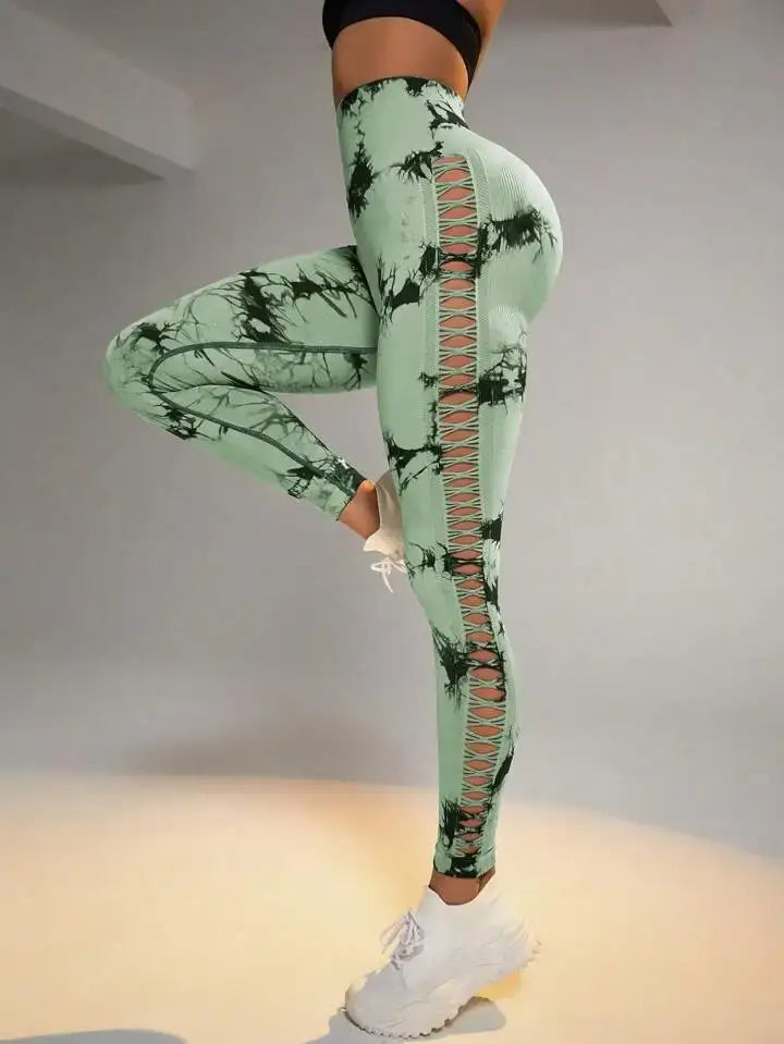 Tie dye yoga pants - high waist slim fit breathable