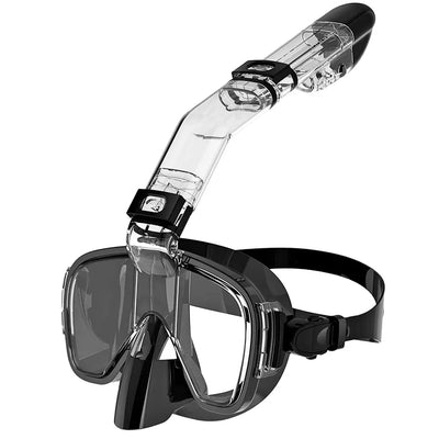 Diving Masks Foldable Anti-Fog Snorkel Mask Set - Full Dry Top - Non Fogging Snorkel Mask Black