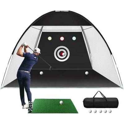 One Key Pull Expansion Design 10x7.5 Ft Golf Practice Net with Golf Mat, All in 1 Golf Gifts for Men Backyard Driving Chipping United States
