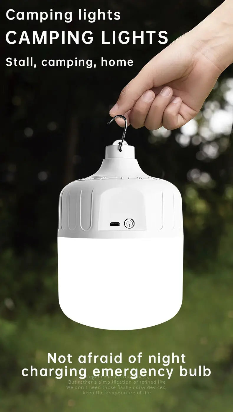 Usb rechargeable portable camping light bulb waterproof tent hanging light outdoor hiking picnic