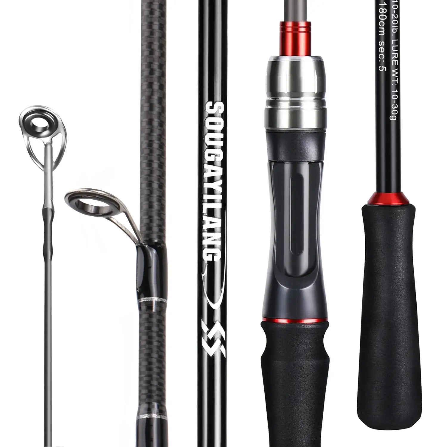 Sougayilang 1.8m/2.1m spinning fishing reel and rod set - bass fishing rod and spinning reel kit