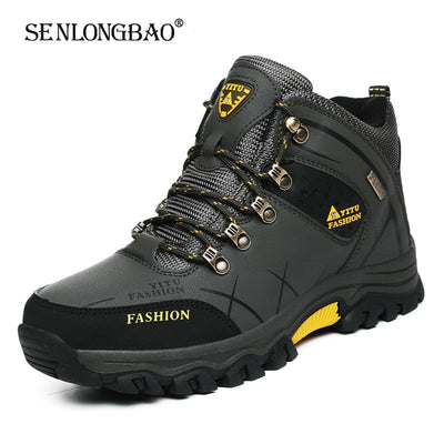 Brand Men Winter Snow Boots Waterproof Leather Sneakers Super Warm Men's Boots Outdoor Male Hiking Boots Work Shoes Size 39-47