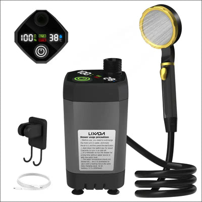 Camping shower pump rv outdoor shower kit camp shower w/full screen intelligent digital display