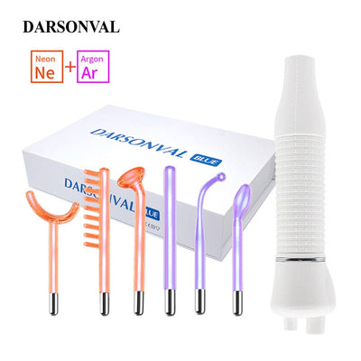 Darsonval Portable High Frequency Facial Machine Skin Therapy With 6 Neon &amp; Argon Wands Remove Wrinkles Acne Facial Therapy Wand