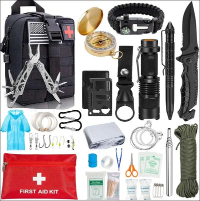 Edc survival kit gear tool kit 47 in 1 emergency sos survival tools emergency blanket tactical pen