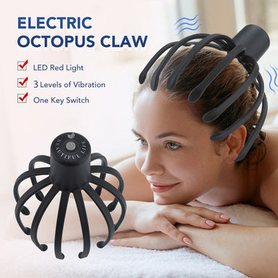 Electric Octopus Claw Scalp Massager Hands Free Therapeutic Head Scratcher Relief Hair Stimulation Rechargable Stress Relief