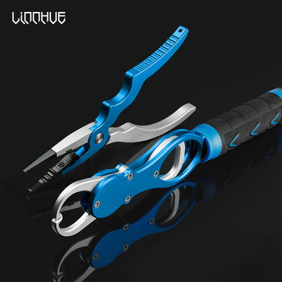 LINNHUE Best Aluminum Alloy Fishing Pliers Grip Set Fishing Tackle Hook Recover Cutter Line Split Ring Fishing Tool Accessories