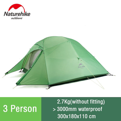 Naturehike Cloud Up Camping Tent Hiking Outdoor Family Beach Shade Waterproof Camping Portable 1 2 3 person Backpacking Tent 3 man - Green