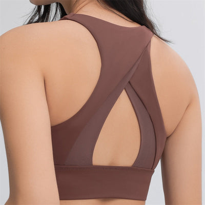 Nepoagym LUCKY New Color Women Longline Sports Bra with Triangle Cutout on Back High Impact High Neck Fitness Crop Bra Top