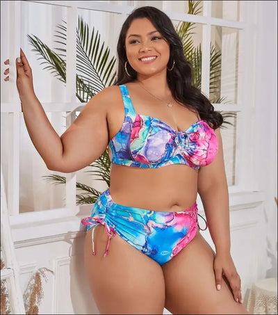 New plus size swimwear for women swimsuit large bathing suits two-piece high waist push up bikini
