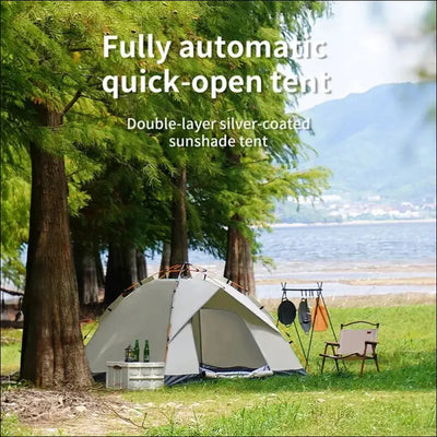Outdoor folding tent fully automatic quick opening tent 3-4 person self driving camping tent rain
