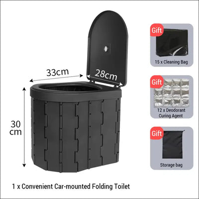 Outdoor toilet for camping convenient car-mounted folding toilet for travel adult children Black