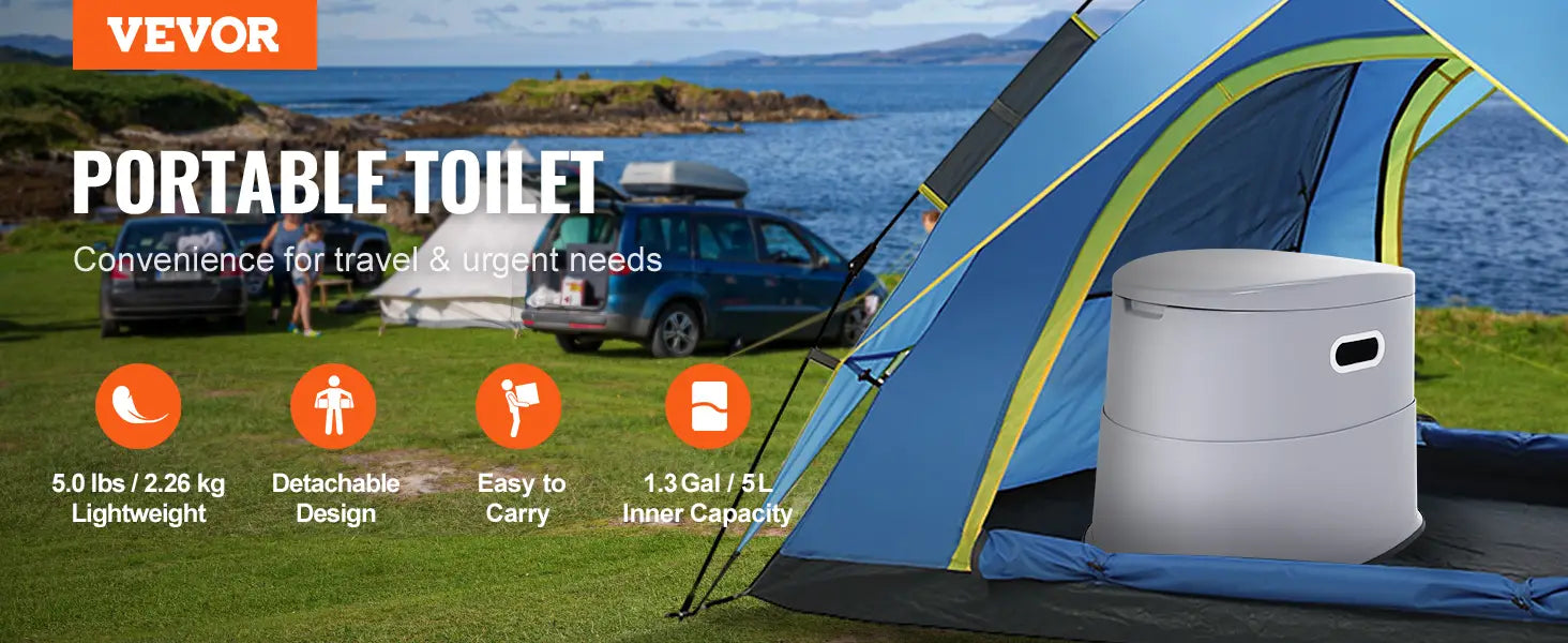 Vevor portable toilet for camping porta potty with 1.3g detachable inner bucket travel toilet
