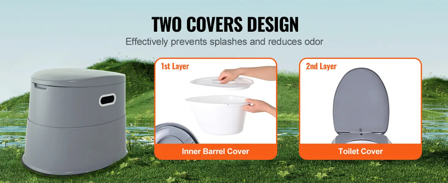 Vevor portable toilet for camping porta potty with 1.3g detachable inner bucket travel toilet